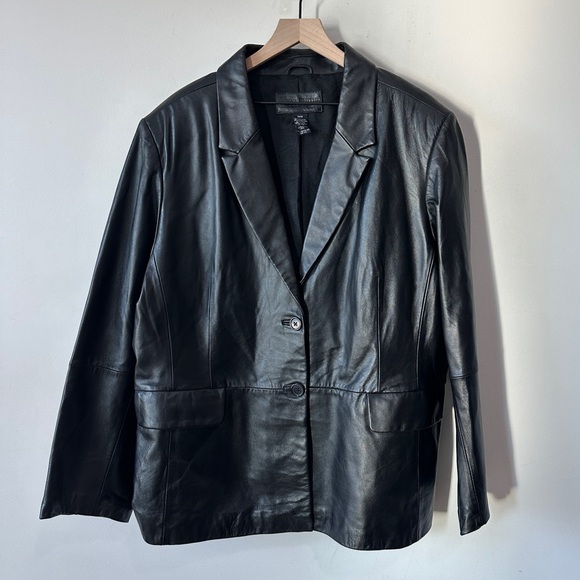 Genuine Leather Blazer Jacket By Jacklyn Smith Classics Size 26W - Picture 8 of 13